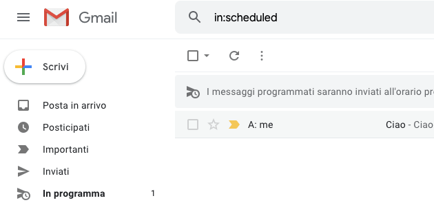 carpeta de correo electrónico programada en Gmail